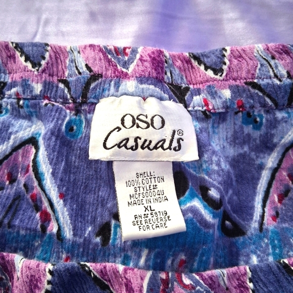 Vintage Oso Casuals Maxi Skirt Boho Full Cotton Purple Pink Fairy Gypsy Flare XL - Picture 2 of 12